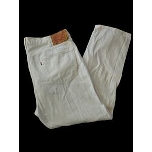 Levi’s 501 Men’s 42x30 White Button Fly Jeans Straight Leg USA Made Denim Jeans